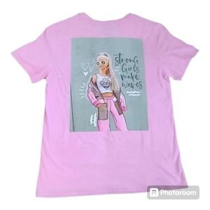 Barbie‎ Strong Girls Make Waves / Pink T-shirt short sleeve SIZE large  NWT